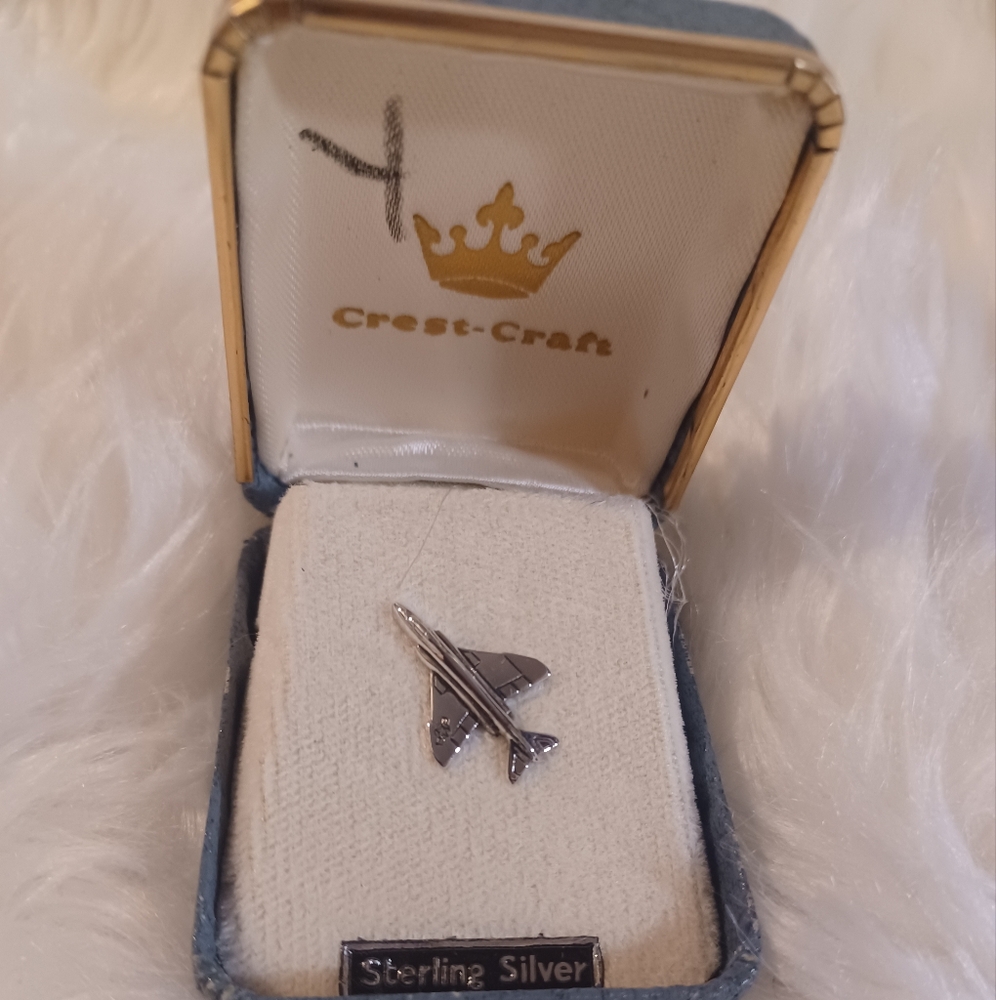 Vintage Crest-Craft Sterling Silver Airplane Pin